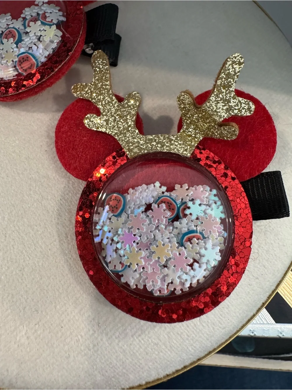 Festive Red Reindeer Shaker Hair Clips
